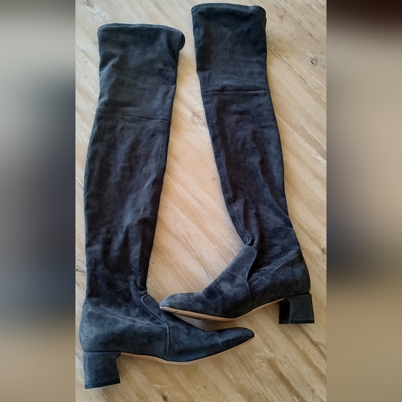 Parallele Paris France woman's thigh high gray suede leather boots UK 5 US 7 - Picture 5 of 16